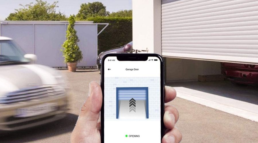 An image of Refoss Smart Wi-Fi Garage Door Opener, APP Control, Compatible with Alexa, Google Assistant, No Hub Needed, White, one of the best z-wage garage door opener in use to open a garage door 