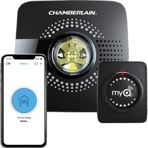 Pictured above is an image of the Chamberlain Hub MYQ-G0301 &ndash Upgrade Your Existing Garage Door Opener with MyQ Smart Phone Control, one of the best smart door garage door opener with a camera units you will fancy having in your garage 