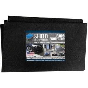 An image of the Shield Family Floor Protector - Premium Absorbent Oil Mat – Reusable/Durable/Waterproof – Protects Garage Floor Surface – Garage Shop Mat – Floor Mat for Golf Carts, ATV’s, Motorcycles - 5ftx8ft , one of the best garage floor covering models you will love tohave in your garage 