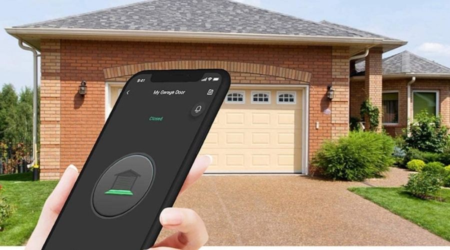 Can I open my garage door with my phone? This is a question most people always ask. Pictured above is a person using Garage Door Opener Wireless Garage Door Remote, Open and Close Garage Door from Anywhere, Compatible with Amazon Alexa to control the opening and the closing of the garage door 
