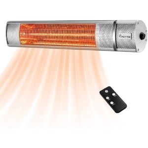  KEY TEK Wall-Mounted Patio Heater Electric Infrared Heater Indoor/Outdoor Heater Electric for Garage Backyard Wall Patio Heater Waterproof with Remote is an example of the best infrared heater for garage, especially due to its ease of operation